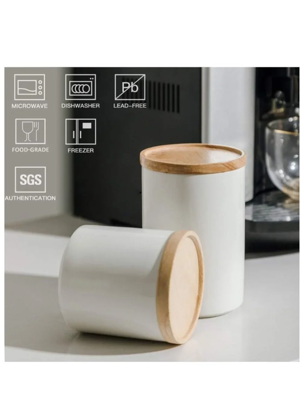 Kitchen Ceramic Food Storage Jar, 16 Fl Oz (White)